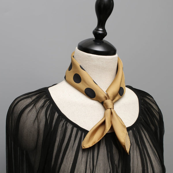 Polka Dot Silk Scarf | Beige - A R A M L E E ®