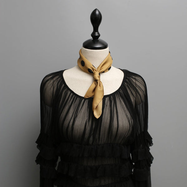 Polka Dot Silk Scarf | Beige - A R A M L E E ®