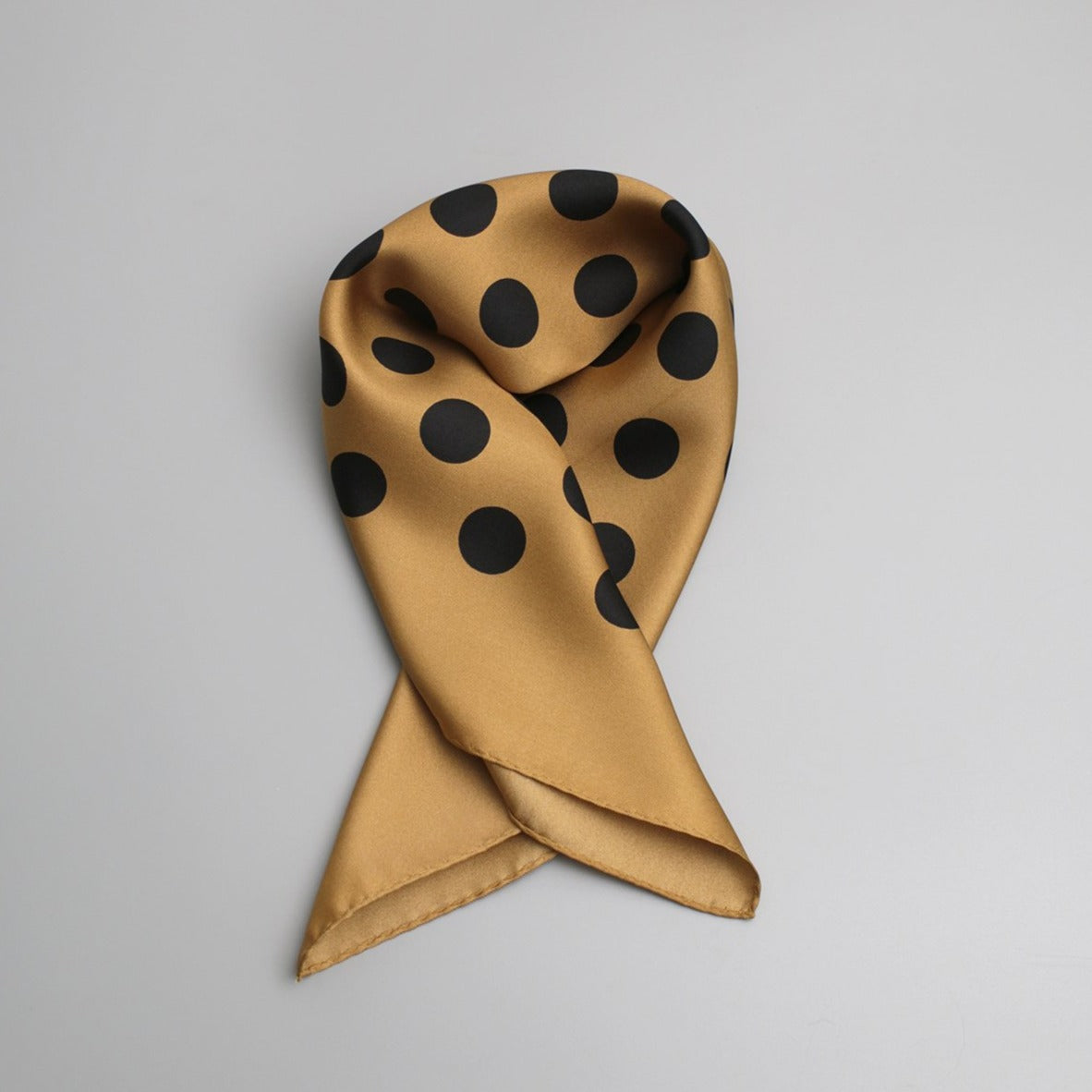 Polka Dot Silk Scarf Beige