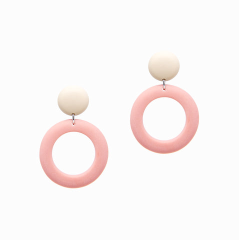 Ring Drops Earrings | Ivory + Pink - A R A M L E E ®