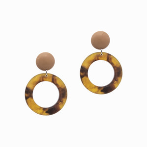 Ring Drops Earrings | Taupe + Tortoise - A R A M L E E ®