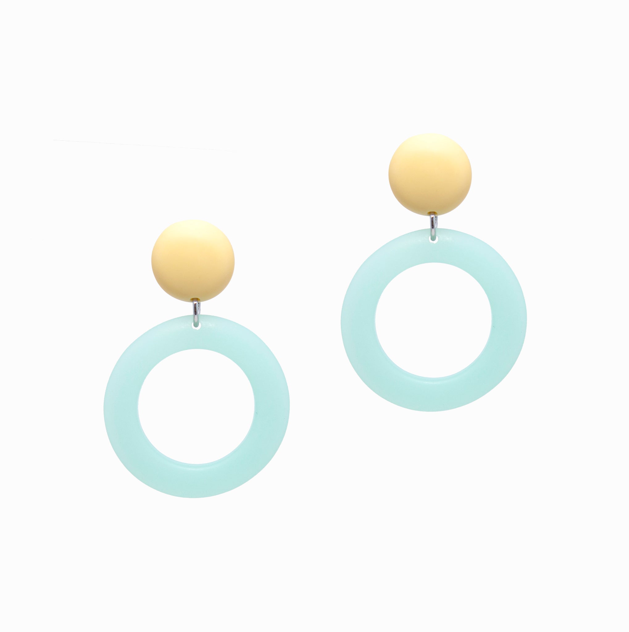 Ring Drops Earrings | Yellow + Mint - A R A M L E E ®