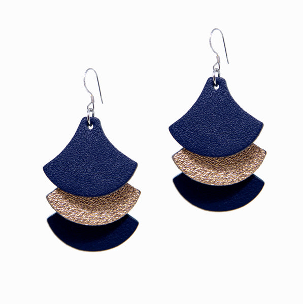 Tassels Earrings | Navy + Rosegold - A R A M L E E ®
